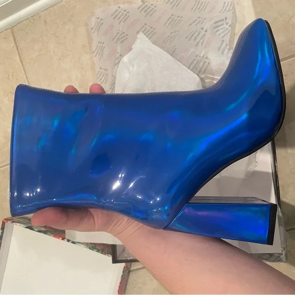 •CAPE ROBBIN• “Hayward” Blue Heeled Booties // square toe + block heel // NIB - Picture 8 of 16